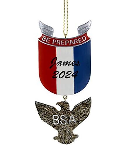 Boy Scouts Christmas Ornament, Boy Scouts of America Bald Eagle Keepsake Gift, Christmas Tree Decoration with Custom Name