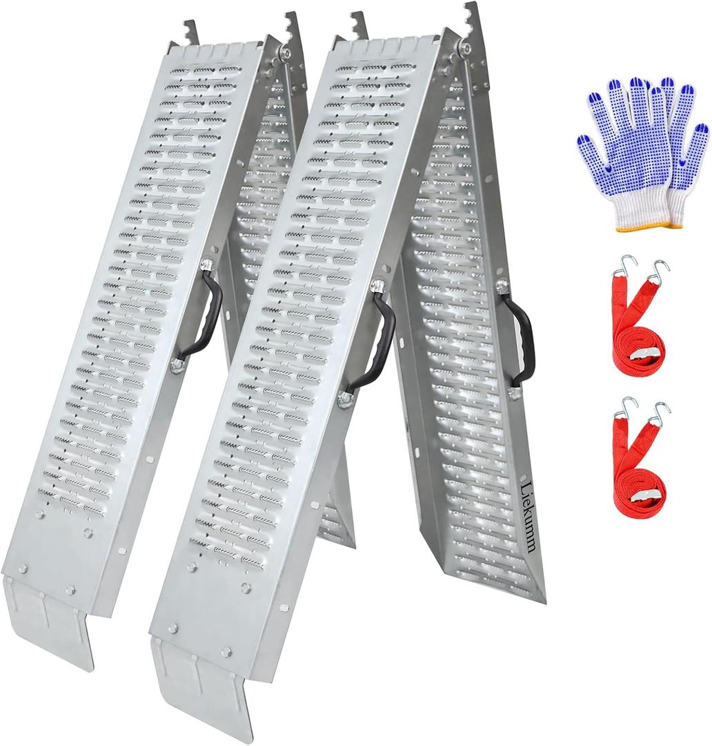 LIEKUMM 74" ATV Ramps 2-Pack, 880 lbs Heavy Duty Loading Ramps for Pickup Trucks, Folding Truck Ramps for Trailer & Lawn Mower