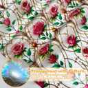 Countewol Rainbow Static Cling Window Film, Stained Glass Privacy Film with Rose Pattern, Anti-Glare UV Protection, Removable Decorative Window Clings for Home/Glass doo (Vintage Rose, 23.6 x78.7 in)