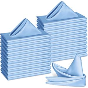 Bailarina 80 Pack Blue Mist Satin Napkins,17x17 Inches Wedding Napkins Square Soft Silky Table Napkins Bulk Decorative Elegant Cloth Napkin for Party Decoration, Banquet,Wedding,Graduation