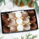 3.15 Inch Velvet Christmas Tree Ornaments15 Pcs Christmas Balls Bulk Set Plastic Shatterproof Xmas Hanging Ornaments Decorations for Tree Garland(Brown Neutral Beige)
