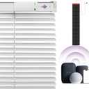 Motorized Blinds with Remote Control, Blackout Smart Blinds for Windows, Horizontal Window Electric Blinds Cordless【Solar Powered Blinds】 Custom Automatic Blinds White 28" Wx64 H
