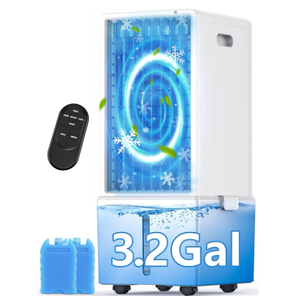 4-IN-1 Portable Air Conditioners w/3.2-Gal Tank for 24H Cooling, 4 Wind Speeds & 4 Modes, LED Touch Screen, Waterless Alert System & 12H Timer, Remote, Windowless Air Conditioner for Bedroom