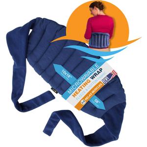 SunnyBay Microwave Heating Pad, Microwavable Moist Hot or Cool Bean Bag Wrap for Neck, Shoulder, Knee, or Back Pain with Fastening Straps, 10x18 Inch Heating Area, 2.8 Lbs, 58 Inches (Lowerback Regular - Navy Blue)