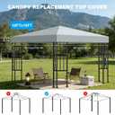 Qdreclod 10x10 FT Replacement Top Canopy Replacement Top Gazebo Cover Single Tier Sun Shade Canopy Cover for Shop, Yard, Outdoors Commercial Use Gazebo Canopy Top Replacement (Gray)