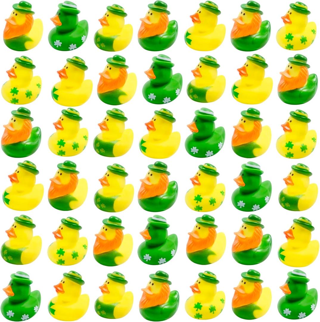 36 Pcs St. Patrick's Day Rubber Ducks,Baby Showers Accessories,Mini 2.16" Duckies Bath Toys for Kids St. Patrick's Day Party Favors,Gift Exchange (St. Patrick's Day)