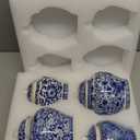 Hushee Set of 4 Blue and White Porcelain Vase Chinoiserie Ginger Jar Blue Flower Vase 2 Size Ceramic Chinese Flower Decorative Bud Jars with Lid for Home Bedroom Shelf Tabletop Decor