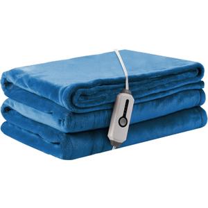 Electric Heated Blanket Throw Size 50" 60", Breathable & Luxurious Flannel, Soft Warm Gift with Over-Heat Protection, 4 Heating Levels & 3 H Auto Shut Off, Machine Washable, Lake Blue