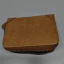 GAUENEEN Leather Business Card Holder, RFID Blocking 20 Slots Zipper Credit Card Organizer, Khaki