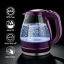 OVENTE Electric Kettle, 1.5L Borosilicate Glass Countertop Water Heater and Boiler for Coffee or Tea, BPA-Free, Auto Shut-Off, Boil-Dry Protection, Removable and Washable Spout Filter, Purple KG83P