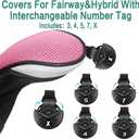 Golf Club Head Covers for Woods and Driver Hybrids Fairway Value Pack Protective Clubs Headcovers with Interchangeable No.Tags 1 3 5