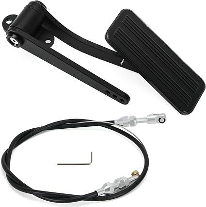 YAURILO Universal Aluminum Gas Pedal Compatible with GM Chevy Ford Mopar Street Rat Rod, Dual Accelerator Throttle Pedal with Braided Throttle Cable