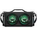 iLive Electronics IBB503GEO Portable Bluetooth Boombox with FM Radio and 2 Microphone Inputs, Color Changing LED Lights, Carry Strap, Black with Geometric Pattern