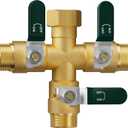 EBH Garden Hose Splitter 3 Way, Heavy Duty Solid Brass Hose Splitter with Shutoff Valves, Water Spigot Splitter With 304 Stainless Steel Handle, Full Flow Outdoor Faucet Splitter, 3/4" GHT Thread