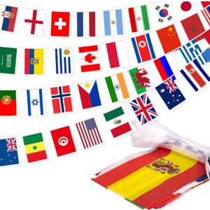 100 Countries String Flag, 82 ft International Flags Bunting Banner, World Flag Banner Decoration for World Cup Party, School, Sports Events, Grand Opening, Party