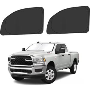 Front Side Window Sun Shade for 2010-2025 Dodge RAM 2500 3500 QuadCab CrewCab MegaCab 4Door, Foldable Window Sunshade Sun Visor Protector, Side Window Shades Blocks UV Rays Heat, Pack of 2