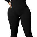 chicyes Women's Sexy Jumpsuits Workout Sleeveless Ribbed One Piece Casual Pants Plus Size Romper Summer Outfits (Black, M)