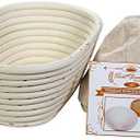 Saint Germain Bakery Premium Round Bread Banneton Basket with Liner - Perfect Brotform Proofing Basket for Making Beautiful Bread (10 inch Oval)