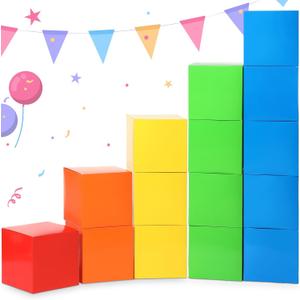 15 Pcs Number Birthday Party Decoration Blocks Themed Birthday Party Background Prop Boxes for School Classroom Decor