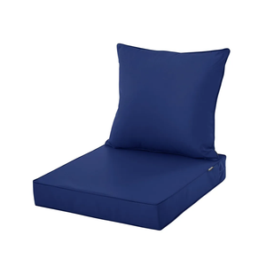 Outdoor Chair Cushions 24x24 Inch, Waterproof Fade Resistant Deep Seat and Backrest Cushion Set for Patio Furniture, Navy, 1 Set
