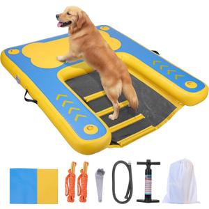 W-FD-03 Inflatable Dog Pool Float, PVC Mesh Cloth Ramps Platform