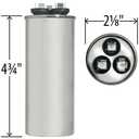 Genteq - 50 + 7.5 uF MFD x 370 VAC GE Industrial Replacement Dual Capacitor Round # C35075R / 97F9971