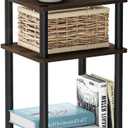 Furinno JUST Side Table, 3-Tier End Table, Open Shelves Night Stand, Bedside Table, Toolless Assembly, for Living Room, Bedroom, Bathroom, Columbia Walnut