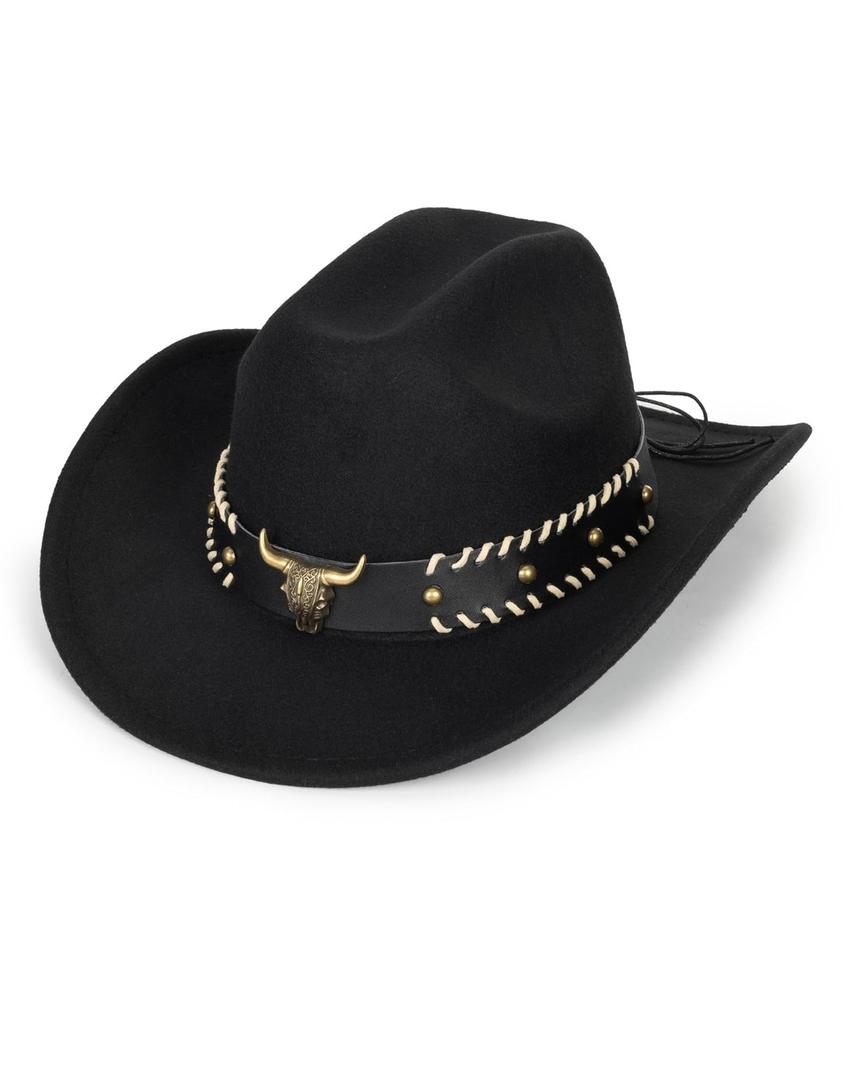 Western Cowboy Hat for Men Women Classic Roll Up Fedora Hat with Buckle Belt(Size:S-M)