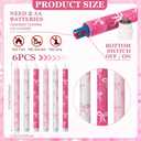 Honoson 6 Pcs Valentines Flameless Candles Glitter Bow Taper Candle 10.6 Inch Pink Coquette Candles Battery Operated LED Candlestick for Valentines Day Wedding Bridal Birthday Party Dinner Table Home