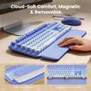 Wireless Keyboard and Mouse Combo, Magnetic Soft-Touch Wrist Rest, Round Keycaps, Full-Size Retro Typewriter Style Keyboard, 2-Stage Tilt Legs, Auto Sleep, 2.4GHz Cordless for Windows PC, Purple Ombre