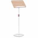 Lectern Podium Stand, Height Adjustable 37"-51" Portable Floor Standing Wooden Podium for Classroom Teacher, Church Pulpit, Wedding Speech, Reading, Laptop Desk, Book & Music Stand, Natural Wood