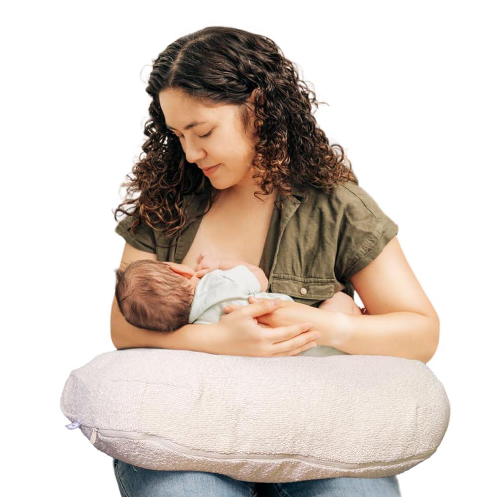 Boppy Nursing Pillow - Ergonomic Bottle & Breastfeeding Pillow with High, Firm, Large Area, Water-Repellent Cushion with Washable Cover; Baby Safety Alliance Verified - Oatmeal Boucle