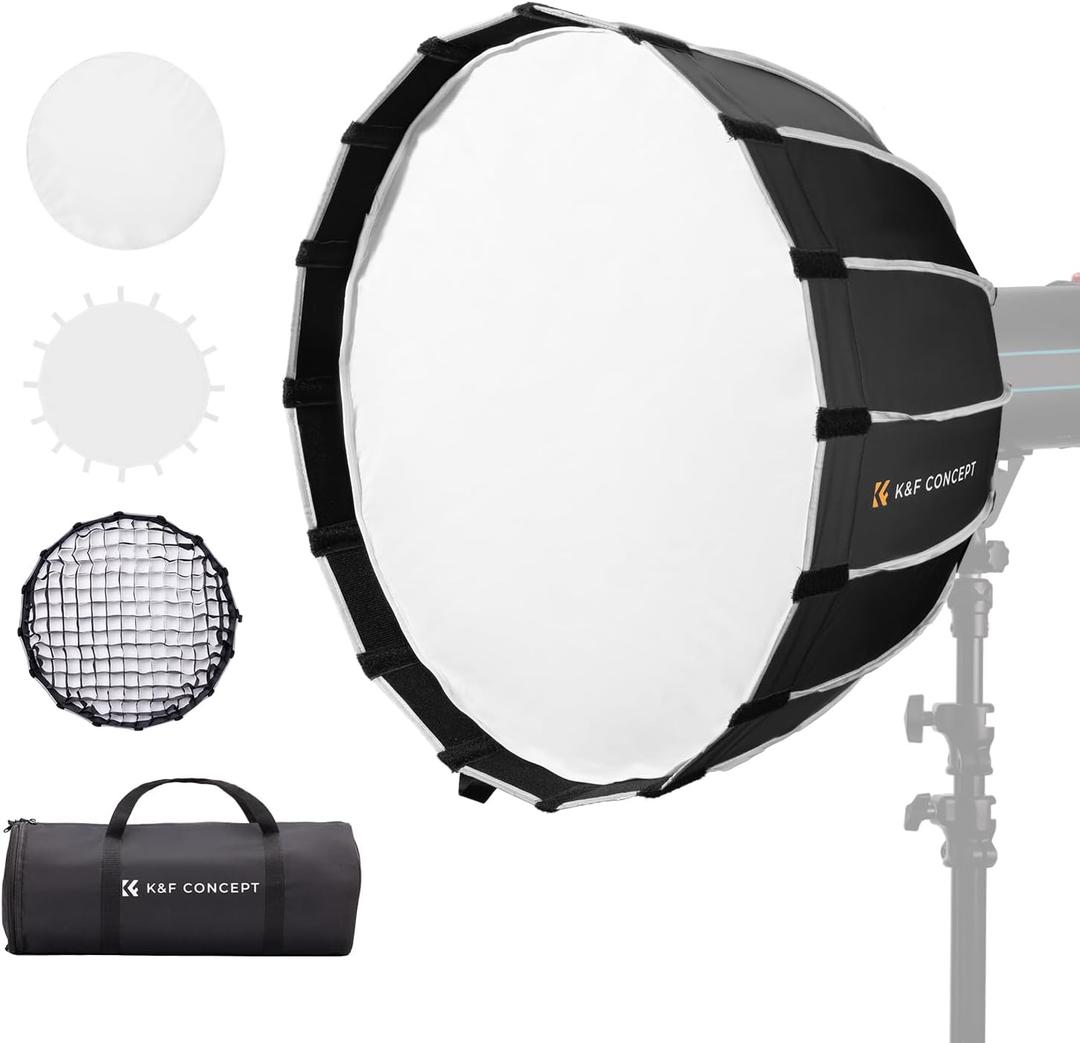 K&F CONCEPT 35/90cm Softbox Parabolic Hexadecagon Compatible with Bowens Mount, with Honeycomb Grid, Light Diffusers, Carrying Bag, for Photography Studio Speedlite Flash and Monolight