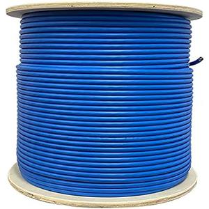 TSCables | Cat6 Plenum Shielded (CMP) Overall Foil Shield (F/UTP), 1000ft, 23AWG | 100% Solid Bare Copper | 550MHz | Bulk Ethernet Cable (Cat6 Plenum STP Shielded, Blue, 1000ft)