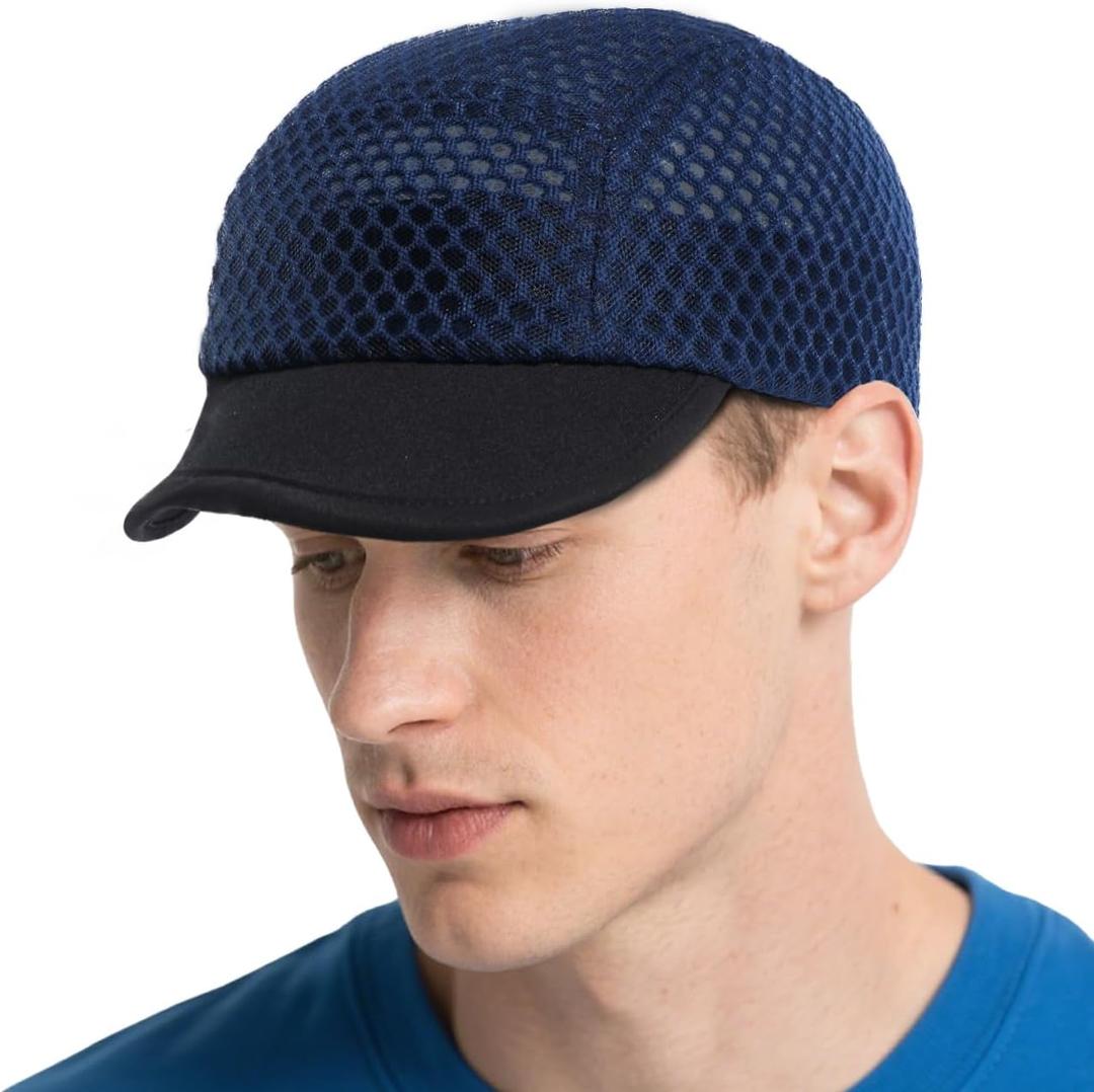 Mesh Golf Hats Men Women - Breathable Adjustable Baseball Cap - Sports Fitted Performance Hat for Outdoor Running (Blue)