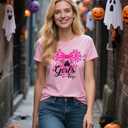 Halloween Ghost Shirts: Magic Kingdom Shirt Women Funny Magic Castle T Shirt Spooky Season Halloween Short Sleeve TeesX-Large,Pink (L)