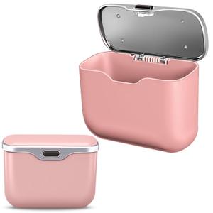 Car Trash Can with Lid, Leakproof Auto Garbage Bin, Waterproof Car Trash Bag Holder with PU Leather Top for Back of Seat/Door, Fit for SUVs, Sedans, Trucks Pink