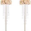 Tall Vases Wedding Centerpieces for Tables - 39.4" Gold Flower Vase with Chandelier Crystal, Centerpiece Table Decorations, Metal Flower Stand for Wedding, Reception, Party, Events, Home Décor, 2 Pcs