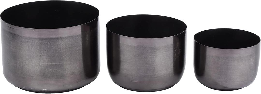 CosmoLiving by Cosmopolitan Metal Planter, Set of 3 9', 7', 6'H, Black, Large