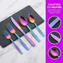 Rainbow Stainless Steel Flatware Set for 6, Ergonomic Silverware Set with Fork Spoon Knife, 30-piece Colorful Cutlery Tableware Set - Dishwasher Safe