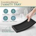 Silicone Countertop Tray  Small 7.8" Bathroom Vanity Organizer for Soap Dispenser, Lotion Bottles, Perfume, Candles, Keys  Shatterproof Sink Tray (Single - Small (7.8" x 3.9" x 0.8"), Black)
