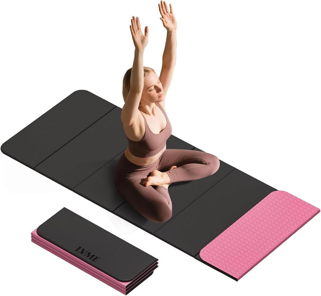 LVME Foldable Yoga Mat, 71"x24"x1/3" Thick(8mm), Non Slip Exercise Mat | SGS Certified POE, Fitness Travel Mat, Easy To Store, Foldable for Exercise, Yoga, Pilates, Home Workouts