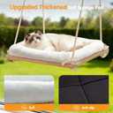 Cat Window Perch, Cat Hammock Bed with Solid Wood Seat 4 Heavy Duty Suction Cups, Plush Cushion, Indoor Pet Window Hammock for Cats for Large Cats