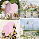 Arch Backdrop Stand and Cover Set, 2 Metal Balloon Arch Backdrop 7.2ft 6ft, Gold Arched Stand Frame for Wedding, Parties,Birthday, Event Decorations (Pale Pink,7.2ft+6ft)