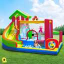 Mega Bounce House with Slide | 7-in-1 Inflatable Playground for Kids 3-10 | Giant Jump Area, Ball Pit, Basketball Hoop | Commercial-Grade Blower Included