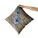 Giwawa Rustic Daisy Board Pillow Covers 20x20 Inch Blue Sunflowers on Vintage Style Wood Plank Throw Pillowcases Set of 2 Double Sided for Couch Cushion Sofa Bedroom Home Decoration