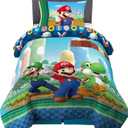 Franco Kids Bedding Super Soft Comforter and Sheet Set, 4 Piece Twin Size, Mario