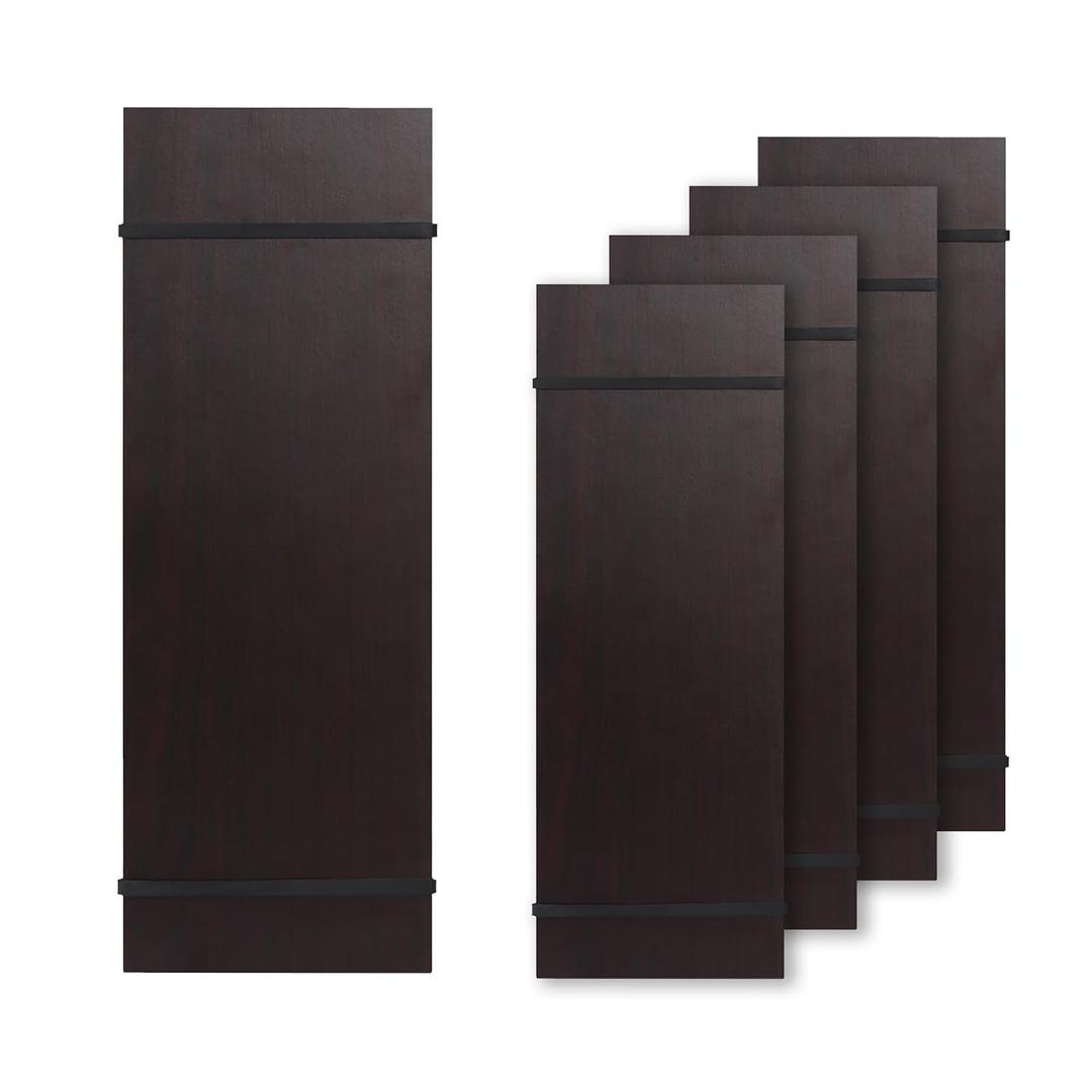 LZMS 4 Pcs 4 1/2" x 12 1/2" Dark Wood Color Clipboards - Menu Holder - Check Presenter with Straps - for Pocket Sized Notepads