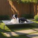 Bedsure Outdoor Elevated Dog Bed Large Sized Dog, Portable Indoor & Outdoor Cooling Raised Cot Pet Hammock Bed with Skid-Resistant Feet, Frame with Breathable Mesh, Grey, 49 inches