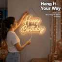 Happy Birthday Neon Sign, 22x16.9in LED Dimmable Warm White